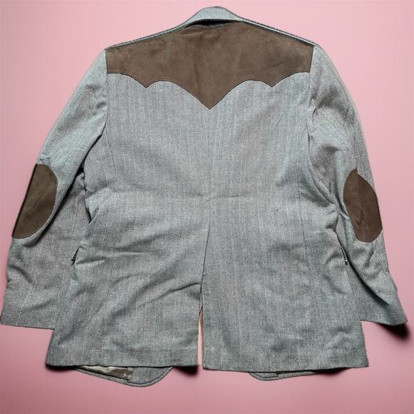 VINTAGE 70s Western Blazer Size 44R Faux Suede Yoked Circle S Sport Coat - Picture 2 of 8